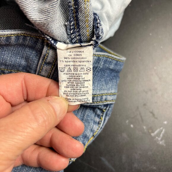 Akademiks Women's Y2K Distressed Bootcut Denim Jeans Yellow Stitching Size 36 - Picture 8 of 13